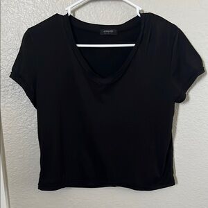 Black V-Neck Women's Top